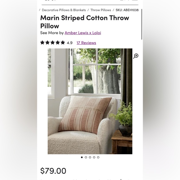 Amber Lewis x Loloi Marin Striped Throw Pillow - Picture 1 of 4